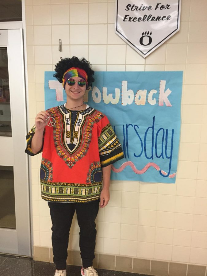 Senior Parker Seaman goes all out for Throwback Thursday. Surveys say that this was the other theme that tied for favorite among students.