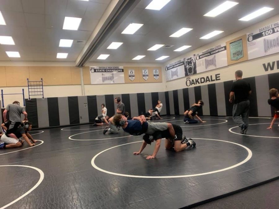 The+wrestling+team+practicing+against+each+other+in+preparations+for+the+season.++