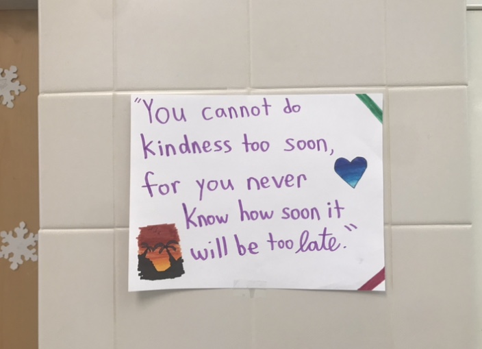 One of the quotes of kindness posters located around the school.