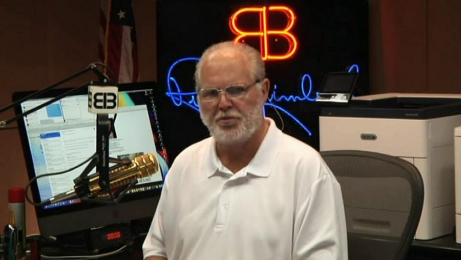 Rush Limbaugh delivering the news of his diagnosis to his audience. 