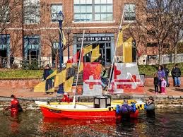 Maryland themed boat in Carrol Creek.