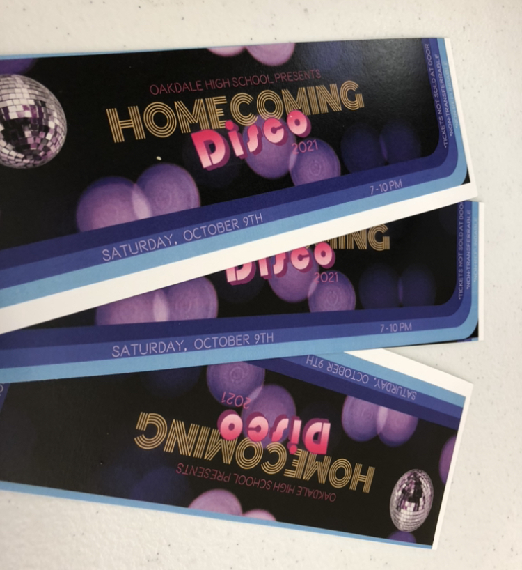 Pictured above are three of the tickets on sale for this years “Homecoming Disco”