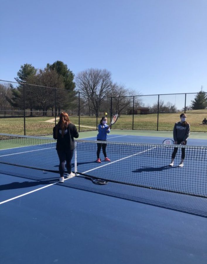 Students practicing their tennis skills at Brunswick High School!
