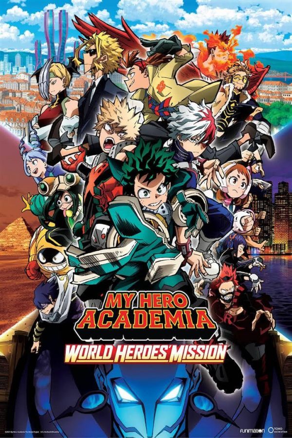 The My Hero Academia: World Heroes’ Mission American release poster, with the My Hero Academia series logo altered from the original Japanese design on the Japanese release poster to the localized American design.