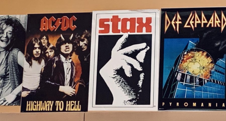  A section of band posters off of Micheal Copen’s poster wall.