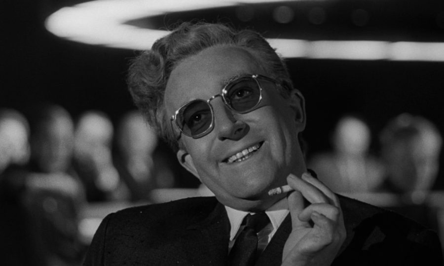  Actor Peter Sellers as the titular Dr. Strangelove during a scene in the film’s infamous “War Room.” Sellers also plays President Merkin Muffley and Group Captain Lionel Mandrake.