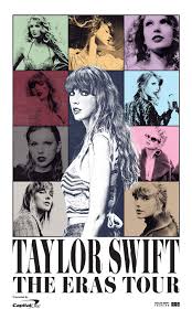 The official poster of the Eras Tour, highlighting Swifts’ 10 studio albums. 