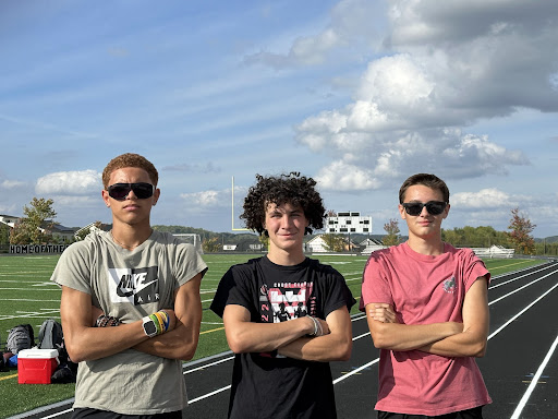 The senior captains pose for a photo on the track. (From left to right: Malakai Meertens, Samuel Skinner, Andrew Smith)