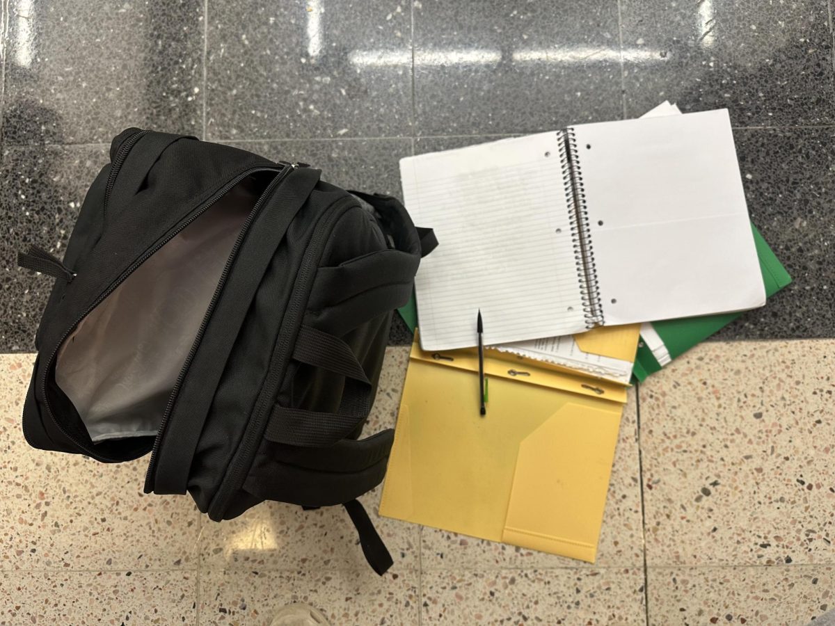 A pile of school work that represents the amount of work that most students get.