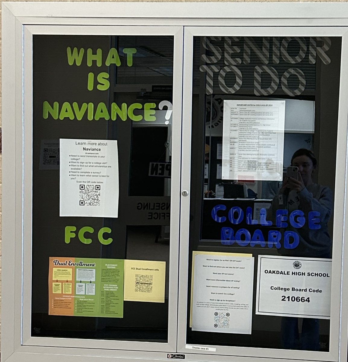 A board outside of the guidance office offers students the tools necessary to prepare them for their future. 
