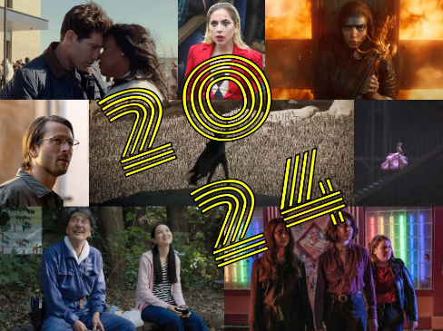  A collage featuring some films scheduled for release in 2024. From top left: Origin, Joker: Folie à Deux, Furiosa: A Mad Max Saga, Hitman, Dune: Part II, Wicked - Part I, Perfect Days, and Drive Away Dolls.