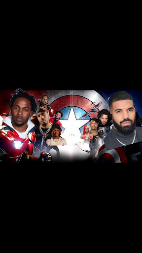 Image of what fans claim as a “civil war” between mainstream artists right now with the rivalry being led by Kendrick Lamar and Drake. 
