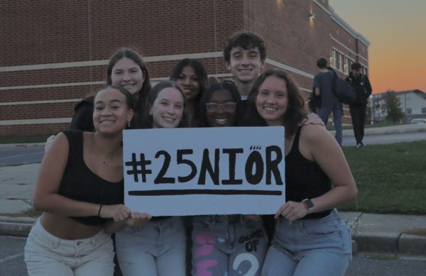 Seniors participating in an event called senior sunrise to celebrate their last year of highschool. 