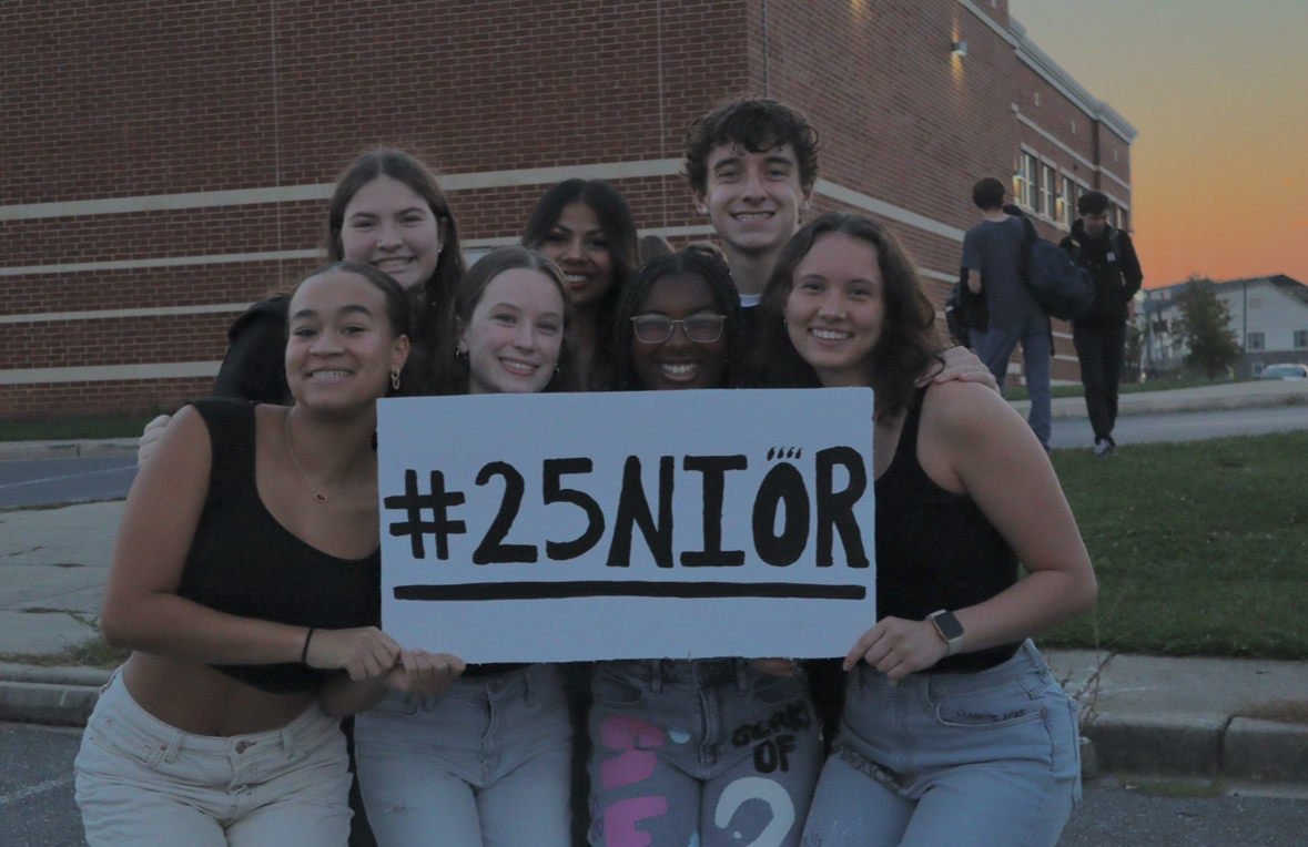 Seniors participating in an event called senior sunrise to celebrate their last year of highschool. 