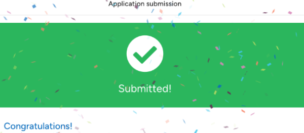 The pop-up screen on Common App when students submit college applications. 