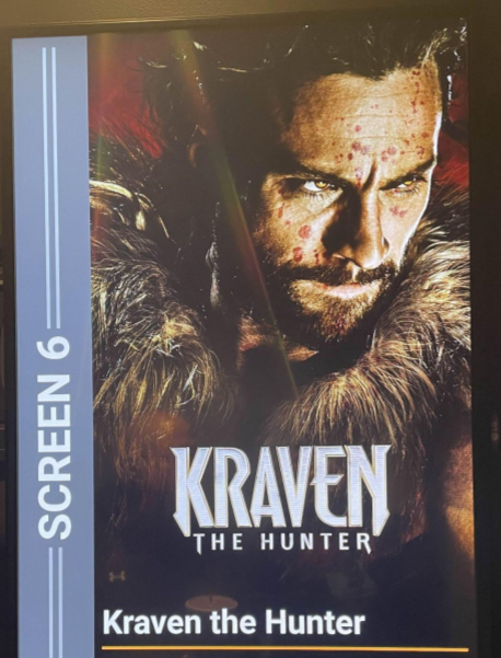 A poster of 'Kraven the Hunter' displayed at Warehouse Cinemas. 